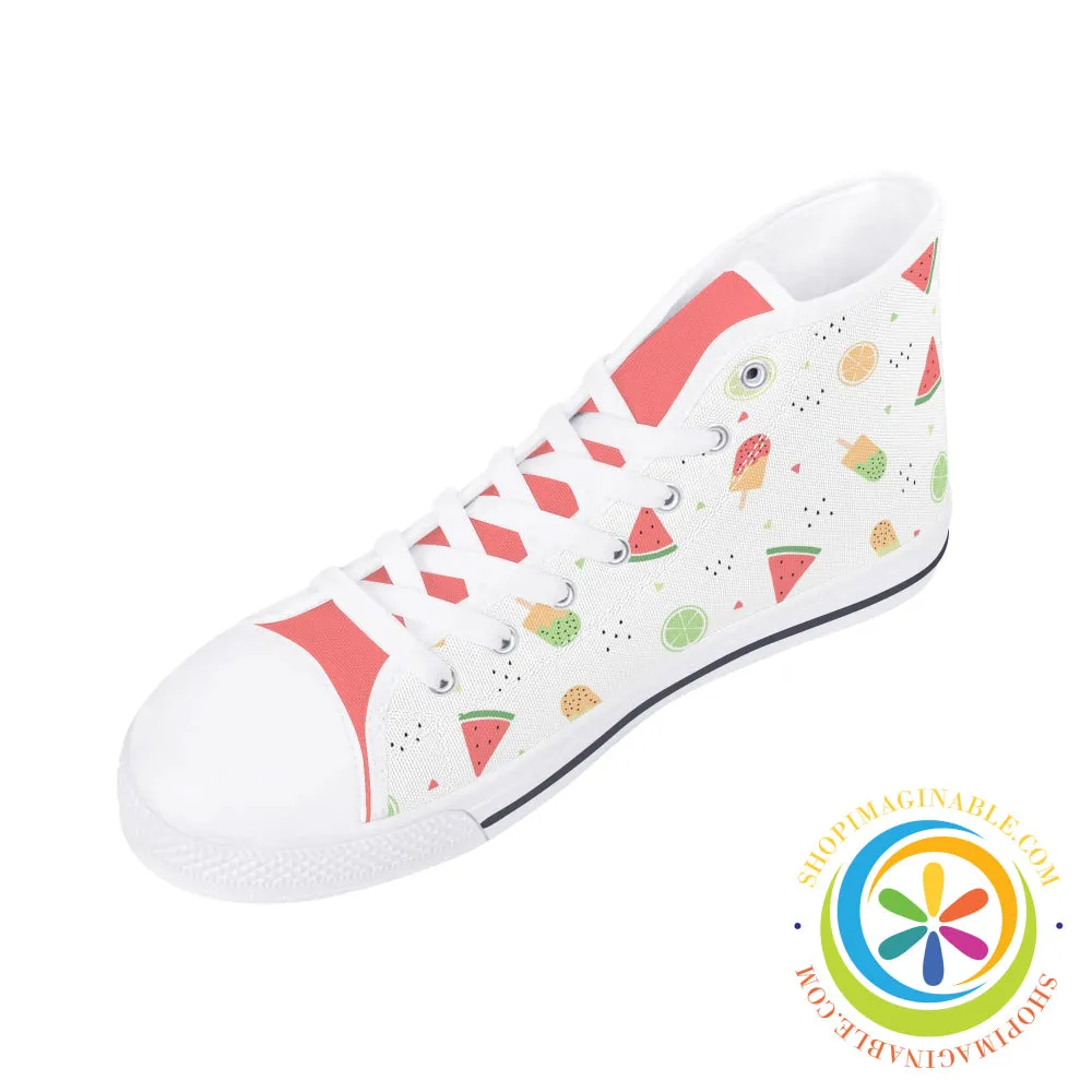Summer Watermelon Ladies High Top Canvas Shoes