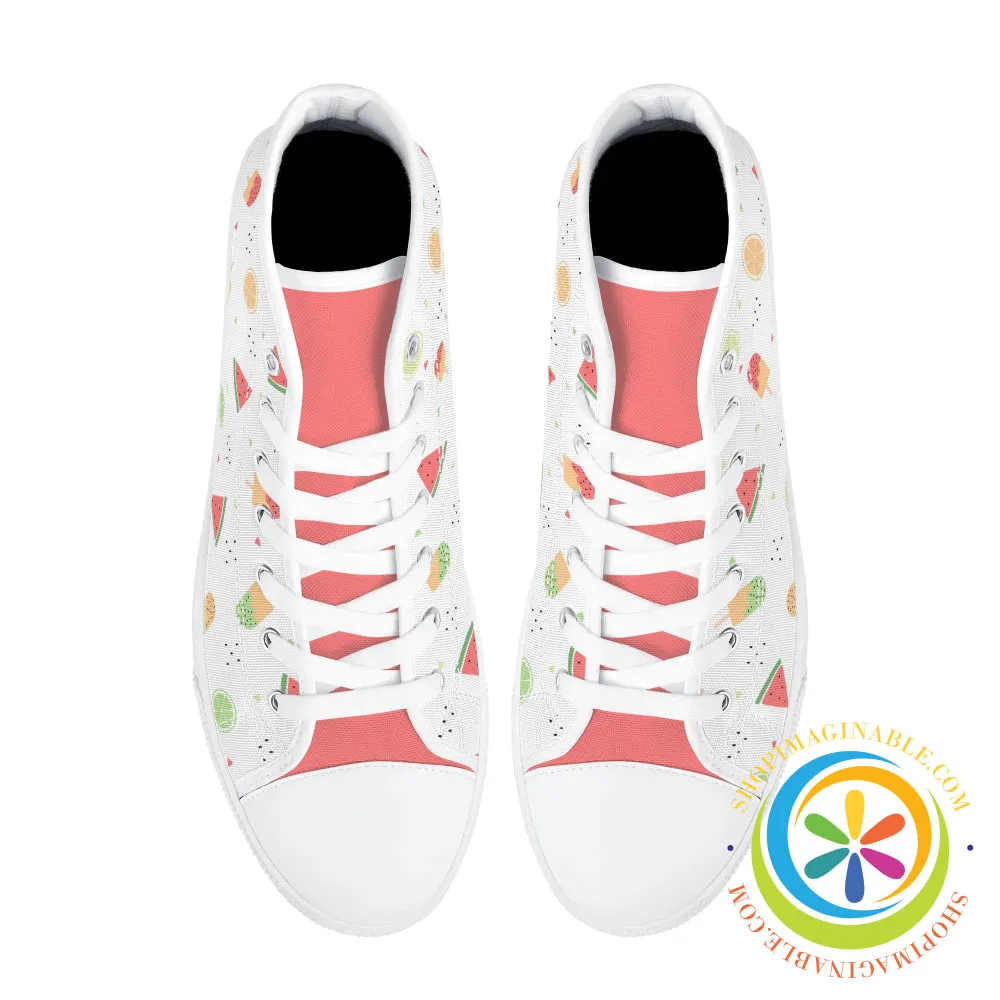Summer Watermelon Ladies High Top Canvas Shoes
