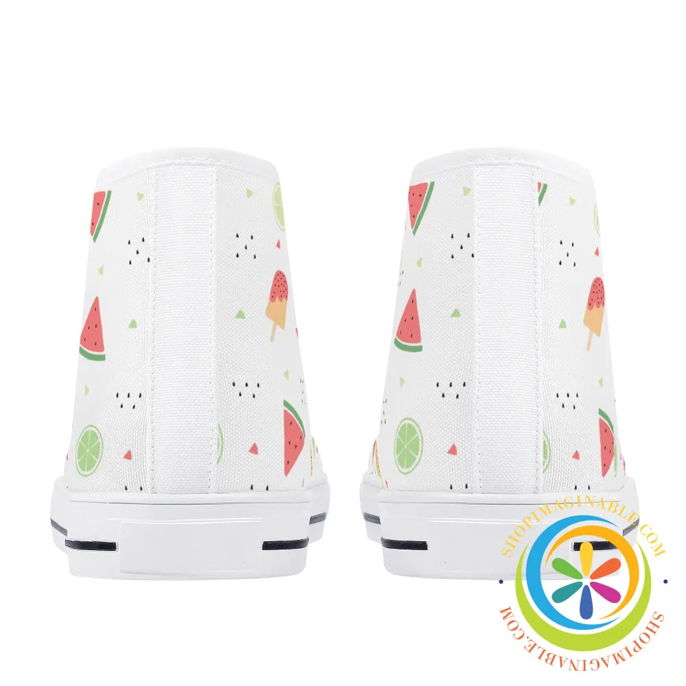 Summer Watermelon Ladies High Top Canvas Shoes