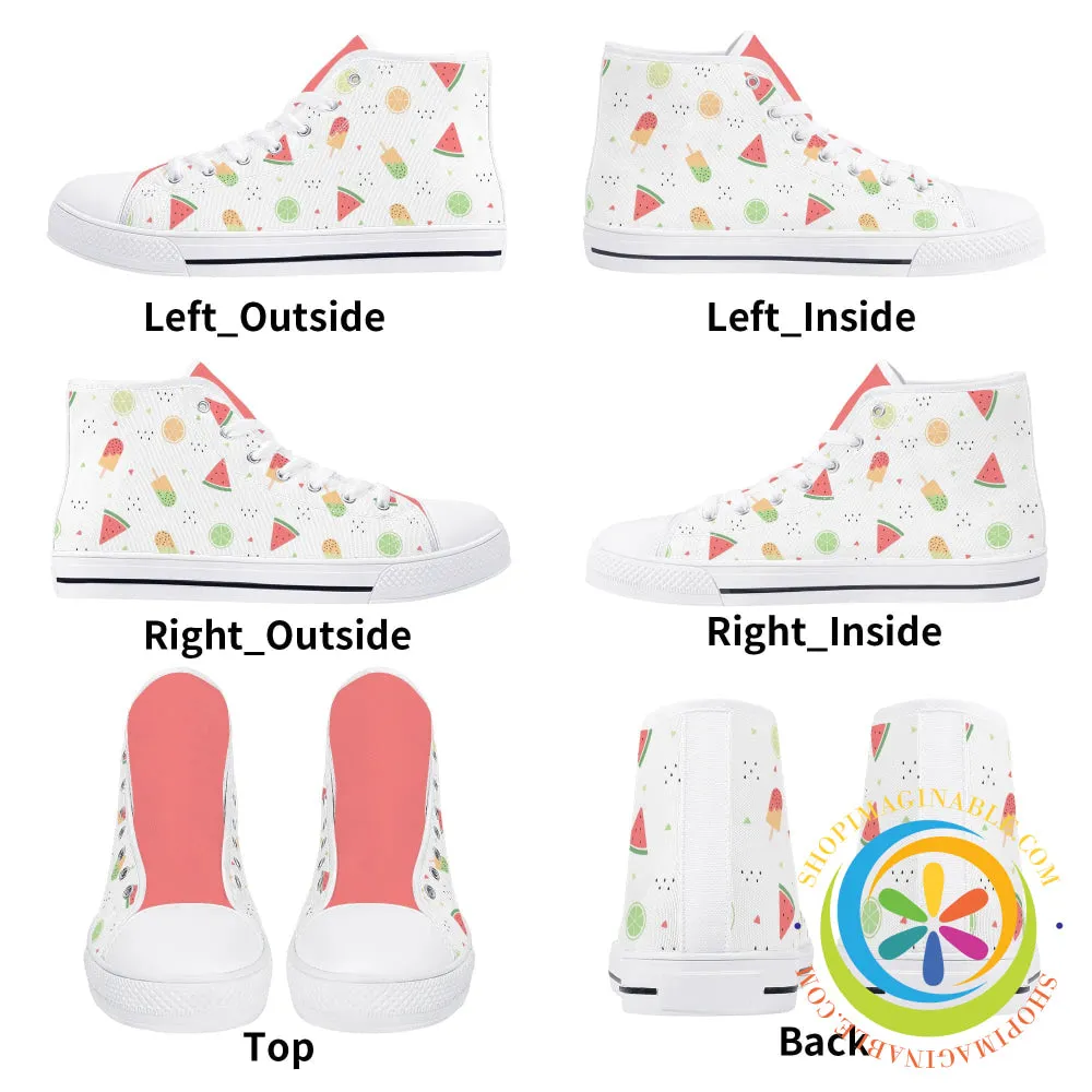 Summer Watermelon Ladies High Top Canvas Shoes