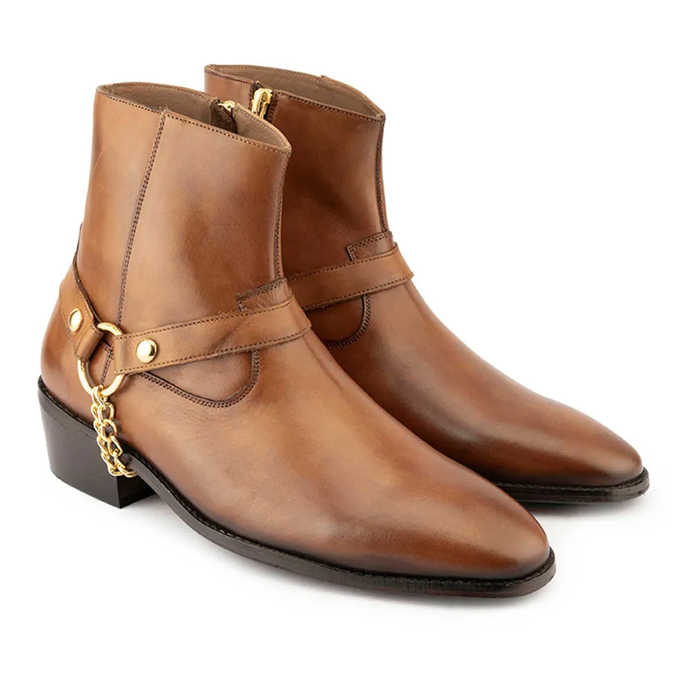 Tan Hybrid Chain Boots
