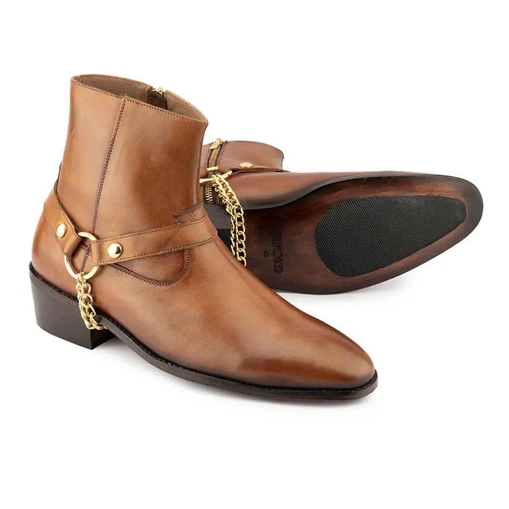 Tan Hybrid Chain Boots
