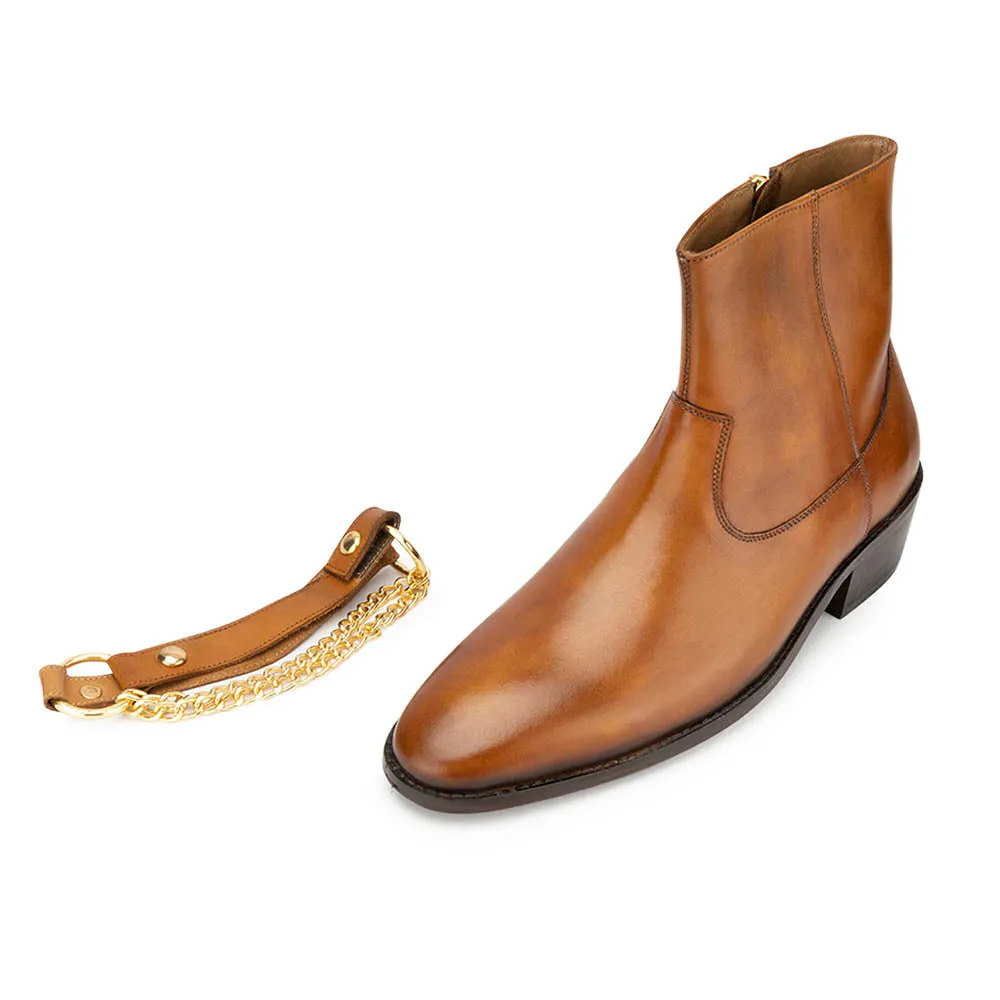 Tan Hybrid Chain Boots