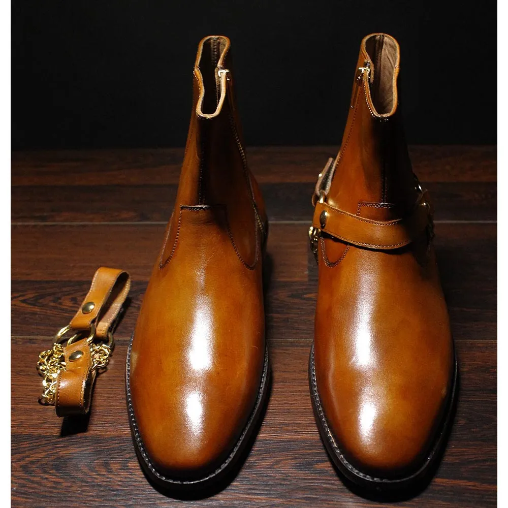 Tan Hybrid Chain Boots