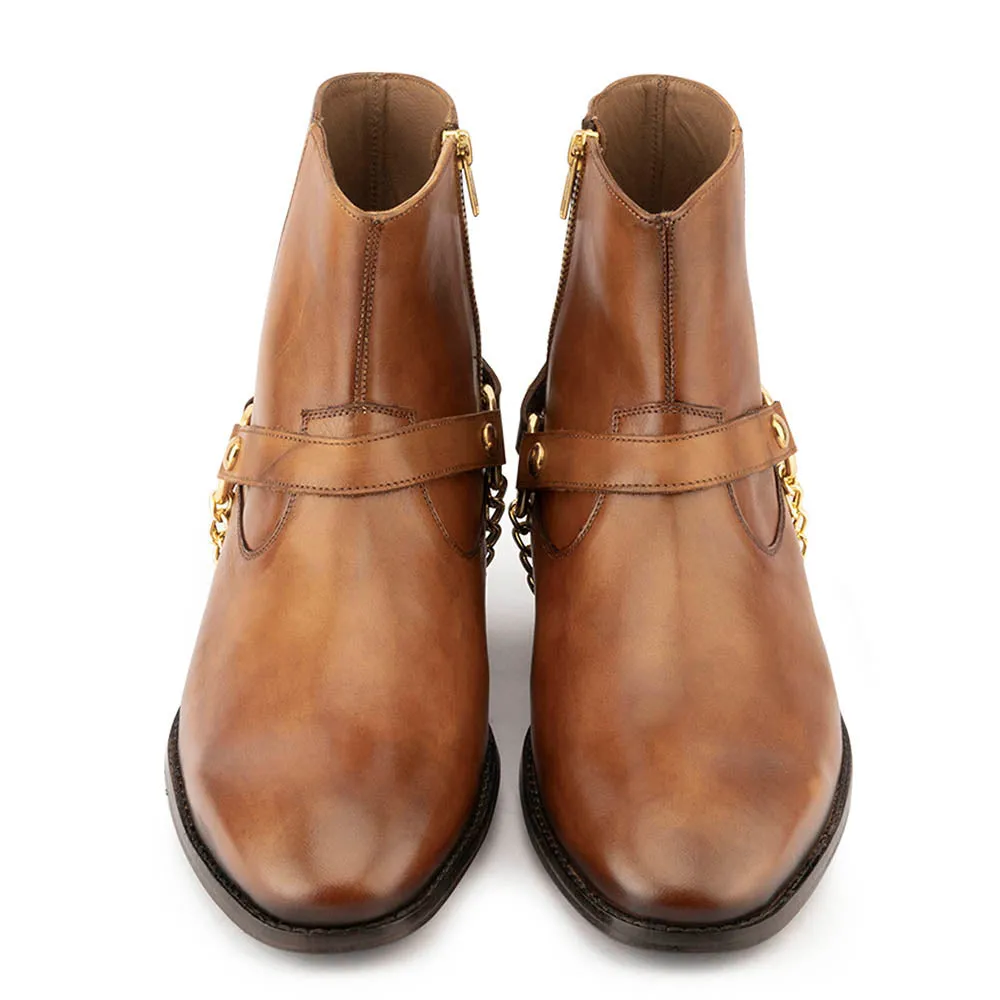Tan Hybrid Chain Boots