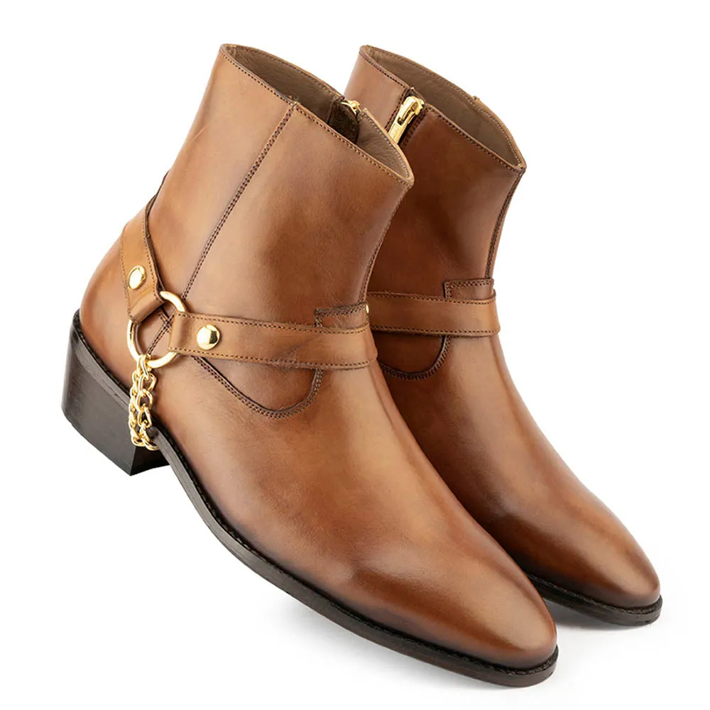 Tan Hybrid Chain Boots
