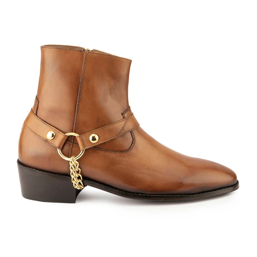 Tan Hybrid Chain Boots