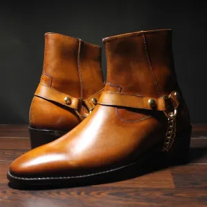 Tan Hybrid Chain Boots