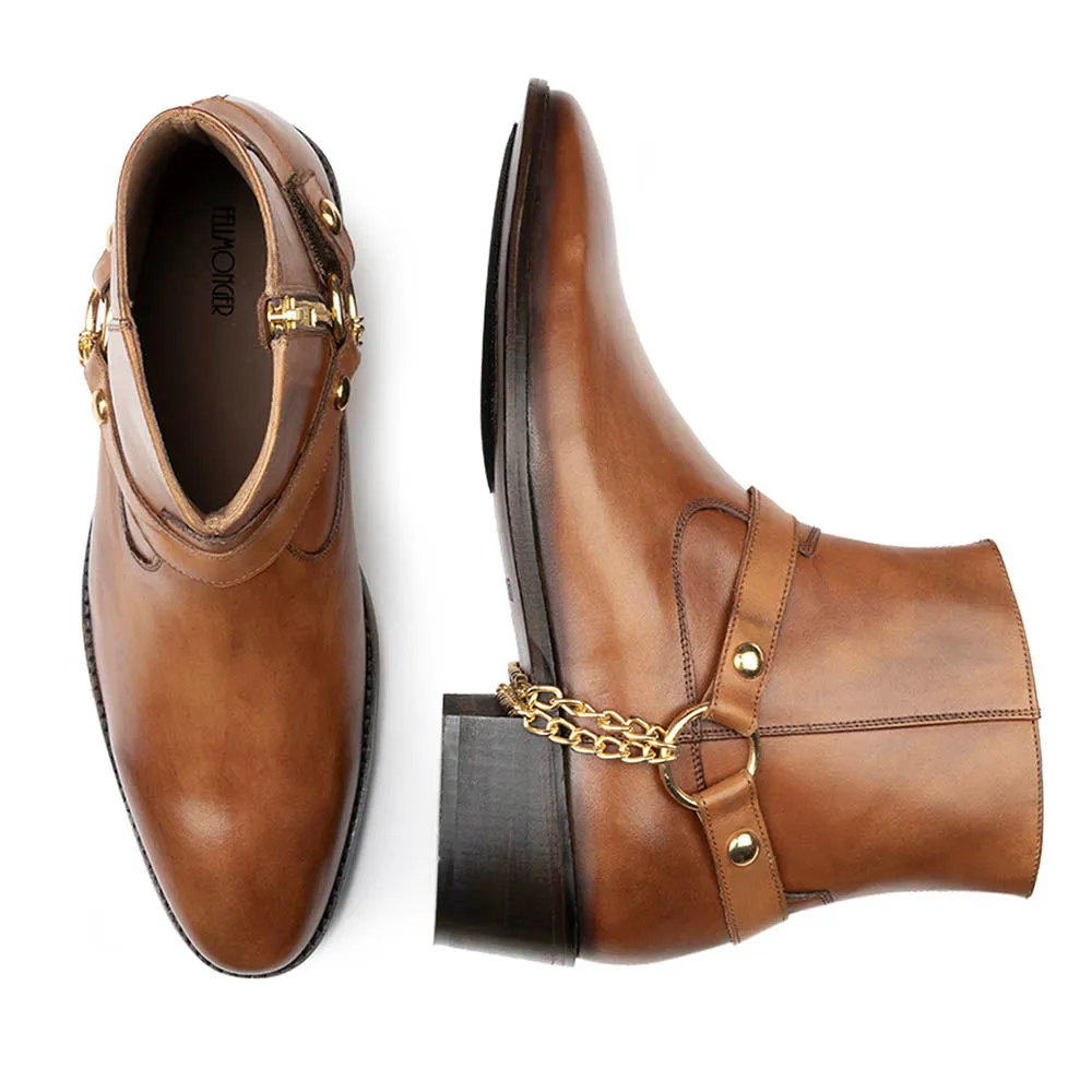Tan Hybrid Chain Boots