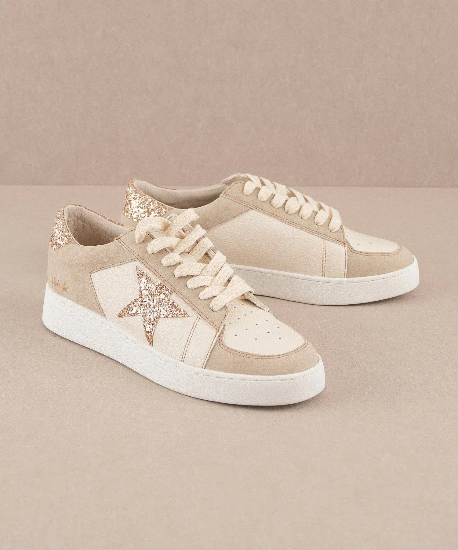 The Liberty Beige | Glitter Star Sneaker