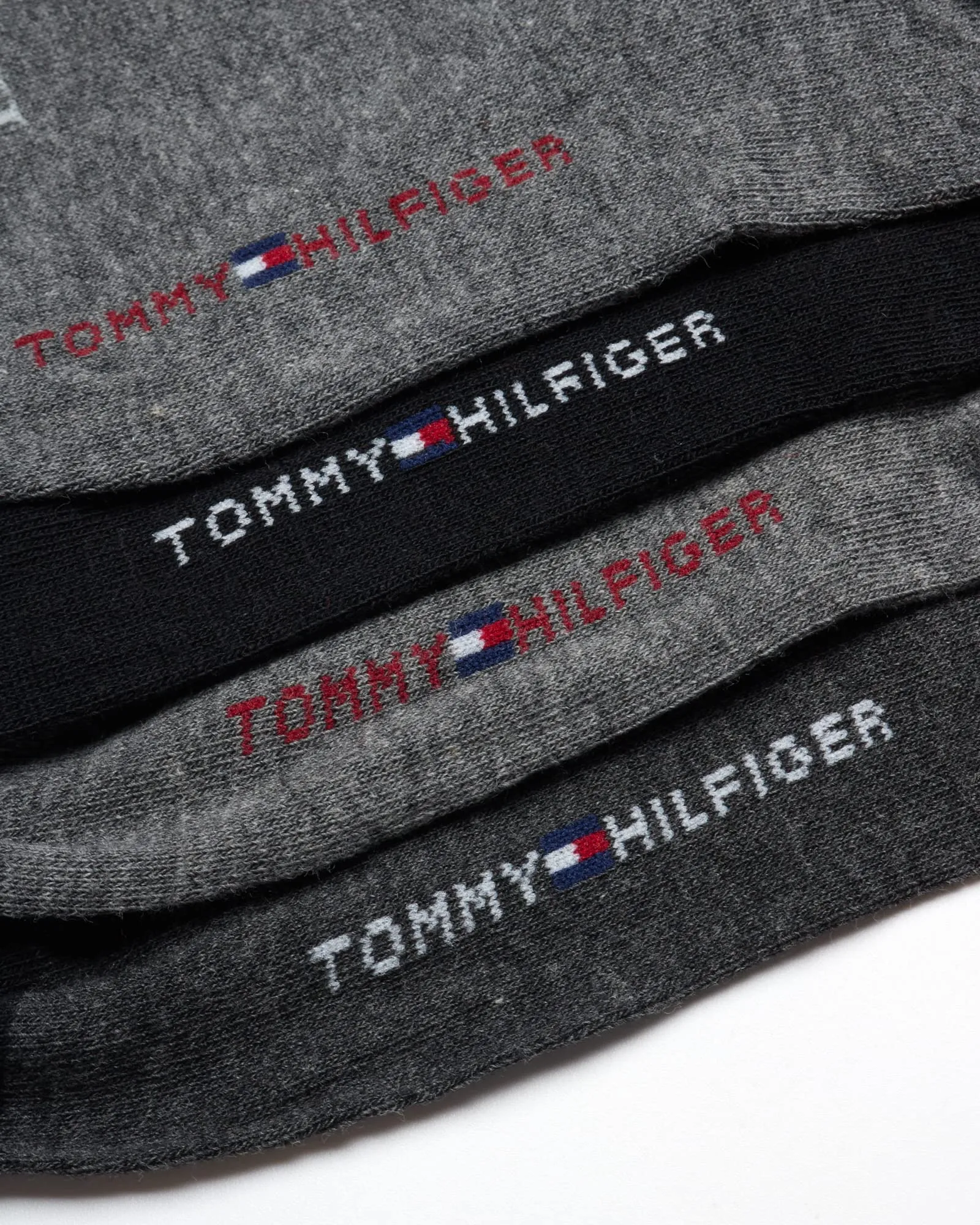 Tommy Hilfiger Men's Dress Socks - 8 Pack Comfort Stretch Crew Socks for Men - Crew Length Breathable Mens Work Socks (7-12), Size 7-12, Black/Grey Logo