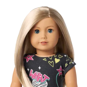 Truly Me™ 18-inch Doll #100 with layered straight blonde hair