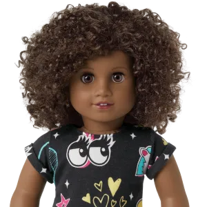 Truly Me™ 18-inch Doll #112 with short curly dark-brown hair
