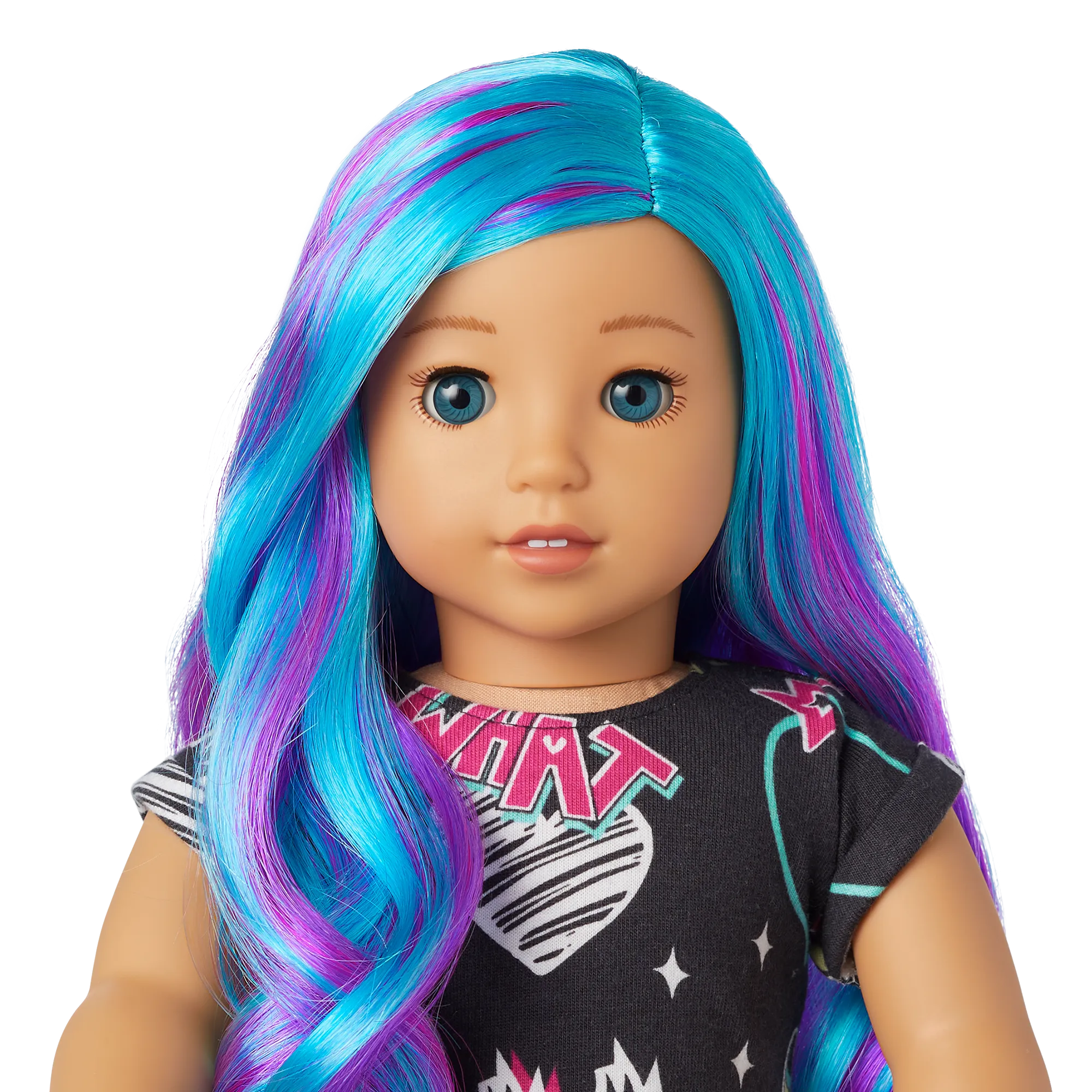 Truly Me™ 18-inch Doll #119 with wavy blue-and-purple hair