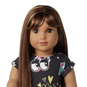 Truly Me™ 18-inch Doll #122 with straight dark-brown hair