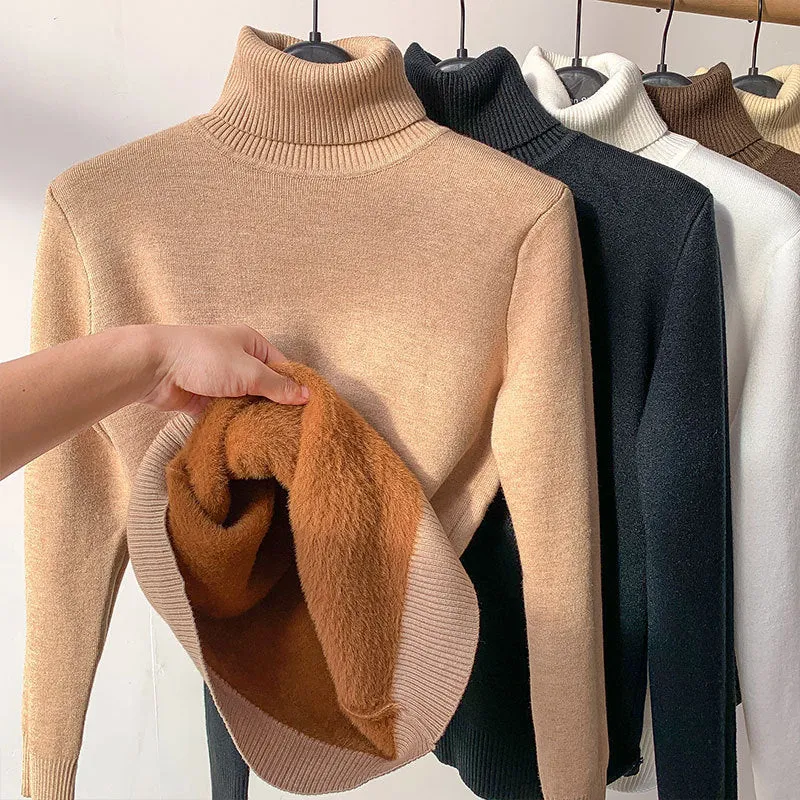 Turtle Neck Winter Sweater Women Elegant Thick Warm Female Knitted Pullover Loose Basic Knitwear | Brodtica.com