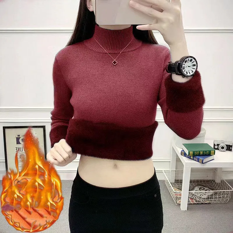 Turtle Neck Winter Sweater Women Elegant Thick Warm Female Knitted Pullover Loose Basic Knitwear | Brodtica.com