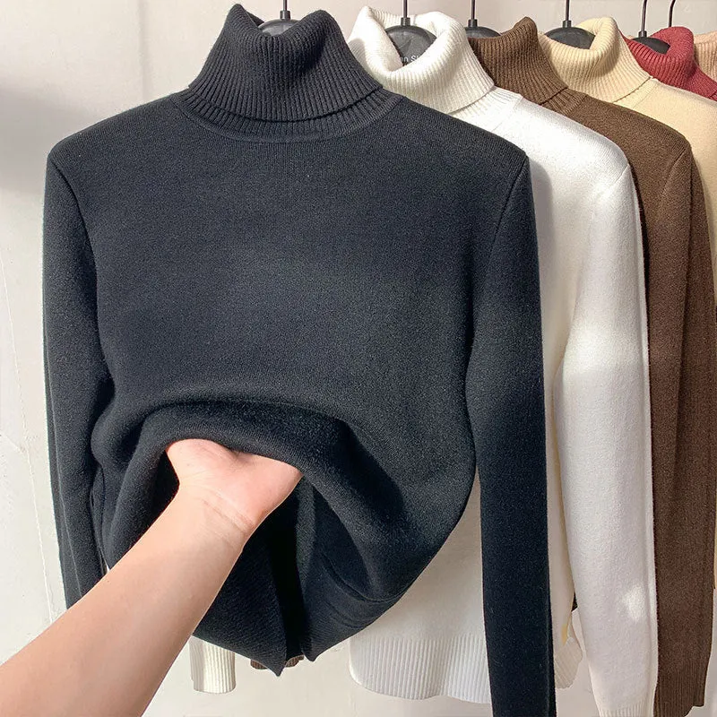 Turtle Neck Winter Sweater Women Elegant Thick Warm Female Knitted Pullover Loose Basic Knitwear | Brodtica.com