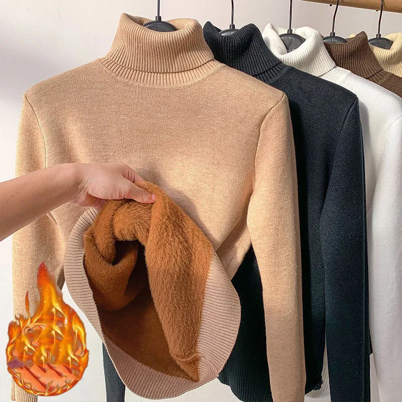 Turtle Neck Winter Sweater Women Elegant Thick Warm Female Knitted Pullover Loose Basic Knitwear | Brodtica.com
