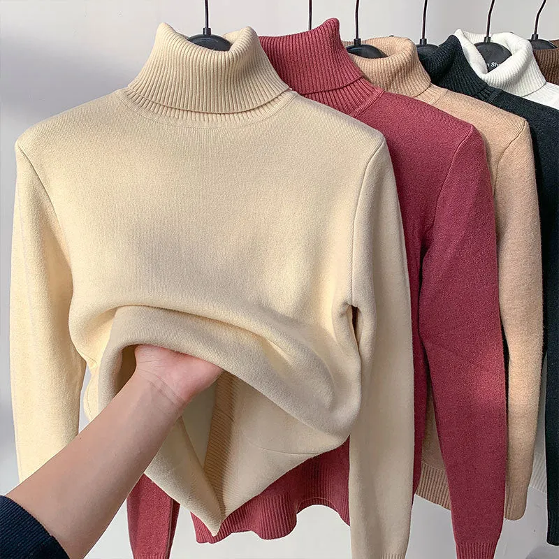Turtle Neck Winter Sweater Women Elegant Thick Warm Female Knitted Pullover Loose Basic Knitwear | Brodtica.com