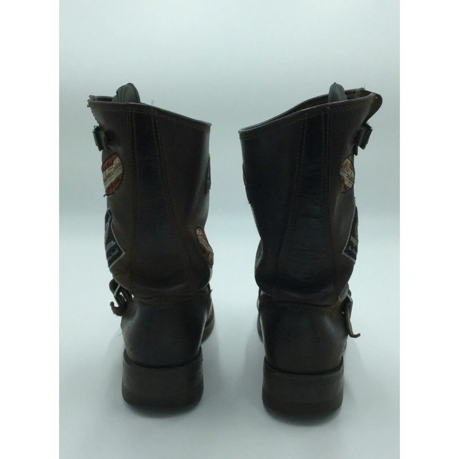Vintage Iconic Harley Davidson Pull On Boots Size 11 With Patches (28cm)