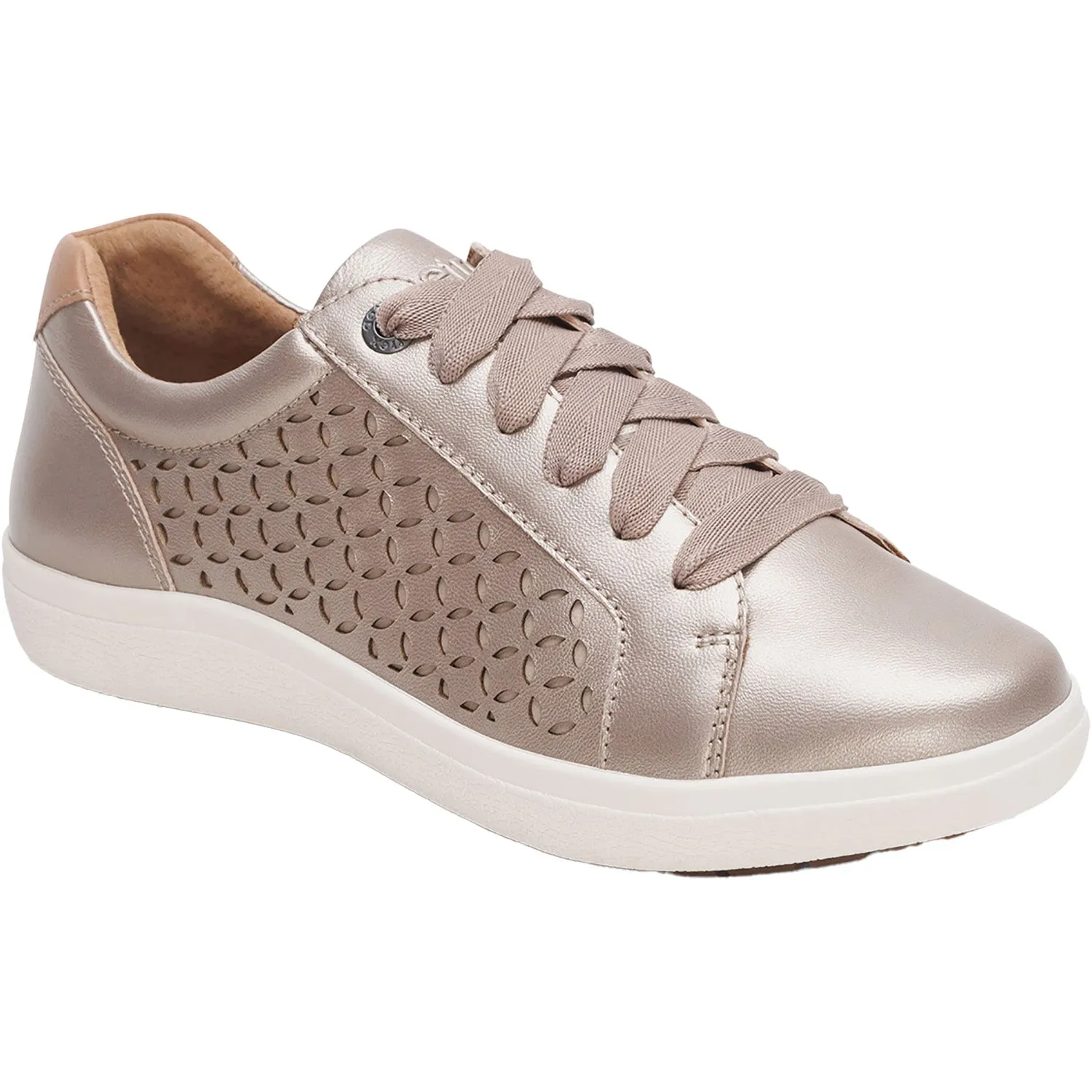 Women's Aetrex Courtney White Gold Cutout Leather