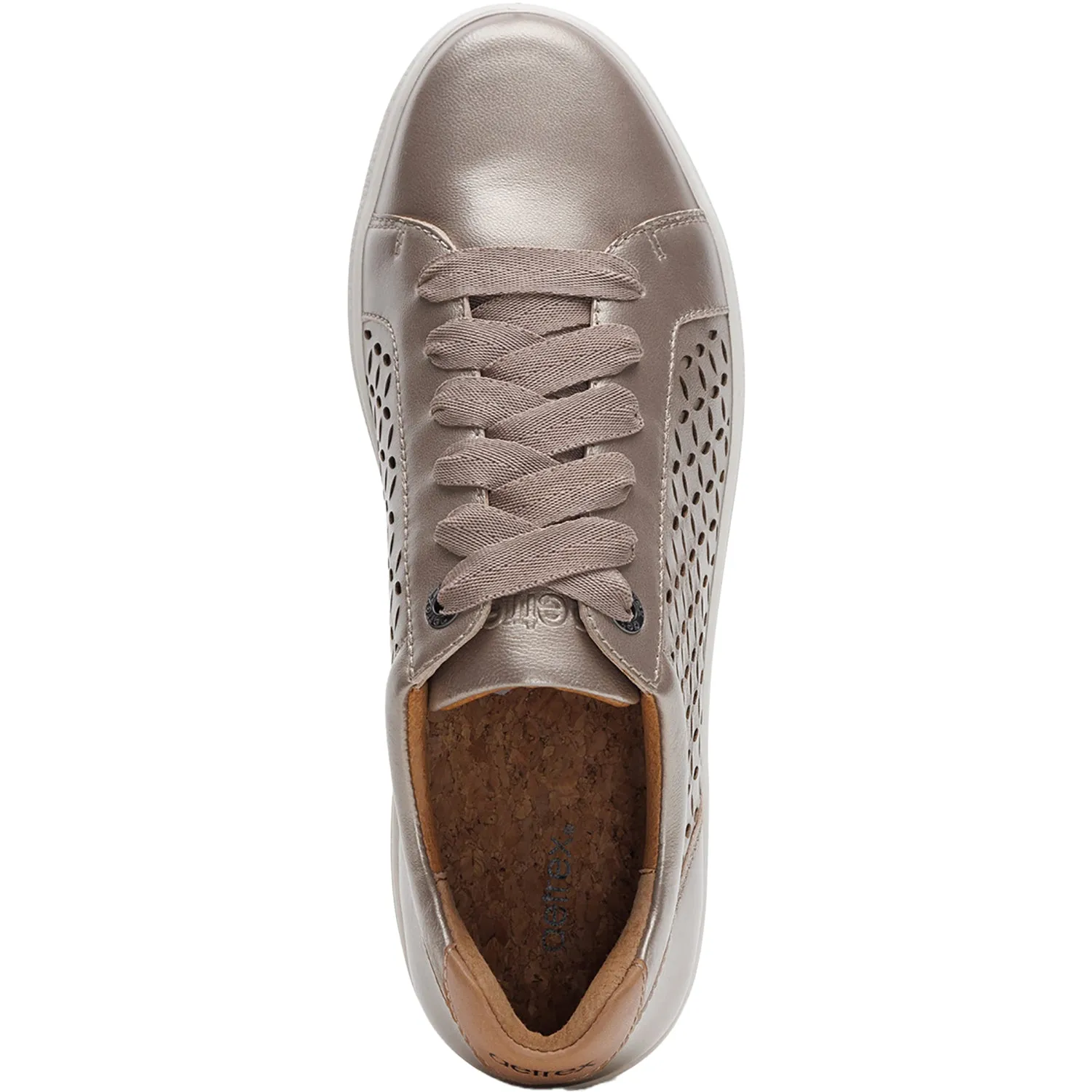 Women's Aetrex Courtney White Gold Cutout Leather