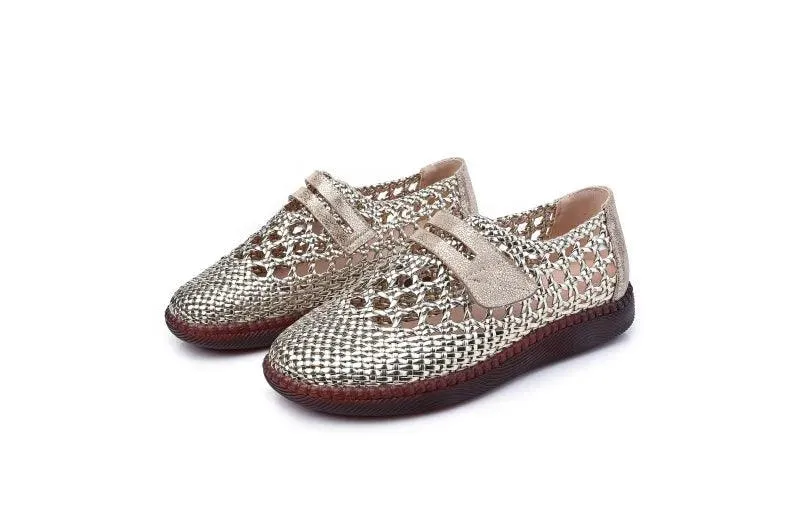 Women's Casual Shoes - Leather Hollow Flat Soft Sandals - 174FK