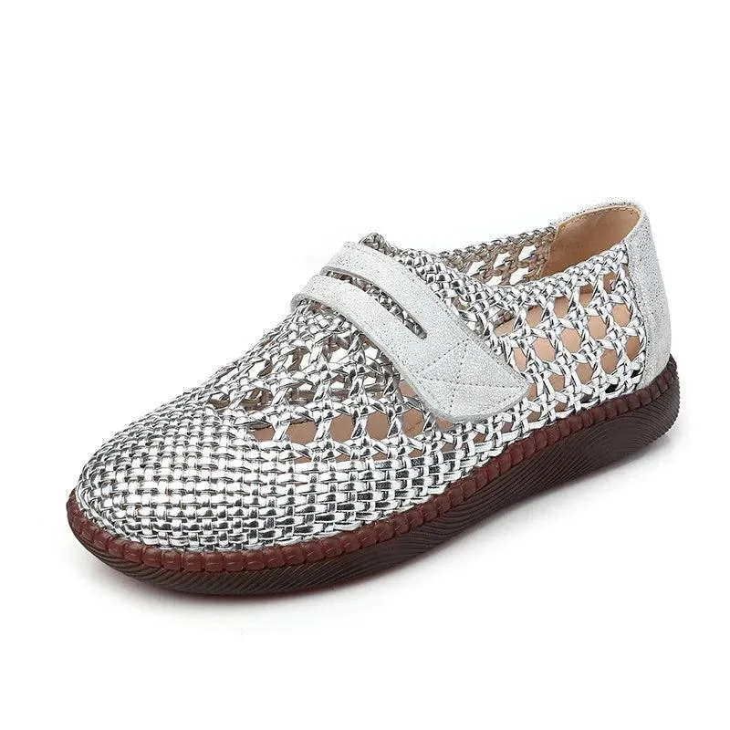Women's Casual Shoes - Leather Hollow Flat Soft Sandals - 174FK