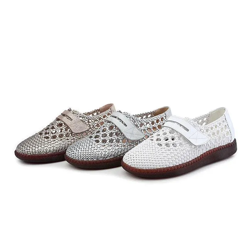 Women's Casual Shoes - Leather Hollow Flat Soft Sandals - 174FK