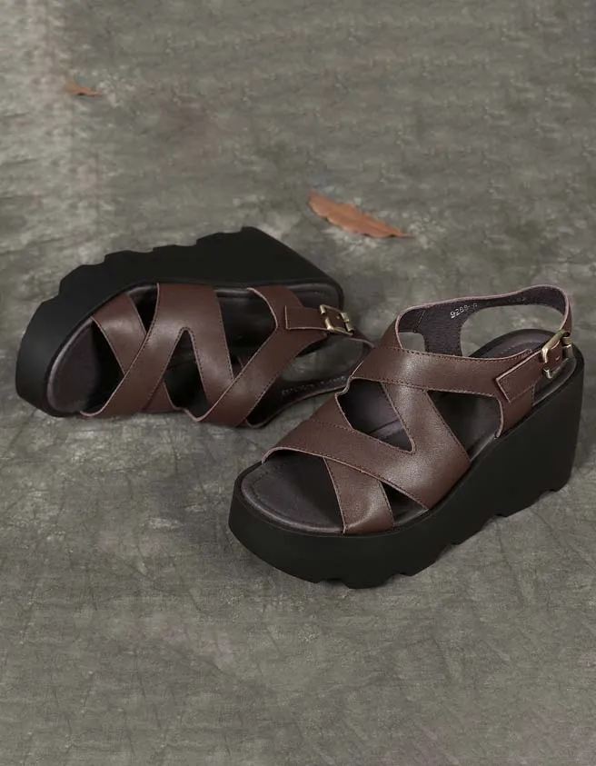Women's Cross Straps Slingback Wedge Sandals