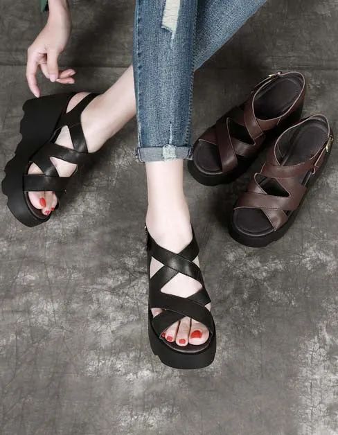 Women's Cross Straps Slingback Wedge Sandals